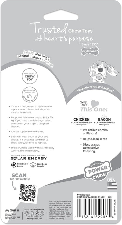 Original Bone Power Chew Toys for Dogs, Durable & Tough Dog Toys for Aggressive Chewers,Asted Blast Bacon & Chicken Flavor, Medium - up to 35 Lbs, 1 Count