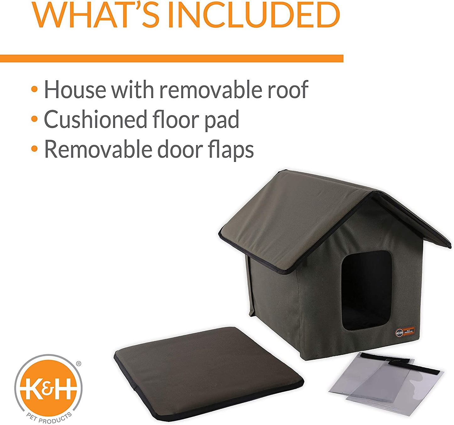 Weatherproof Outdoor Cat House - Insulated Shelter for Ferals with 2 Doors & Removable Waterproof Floor Pad - Olive Green